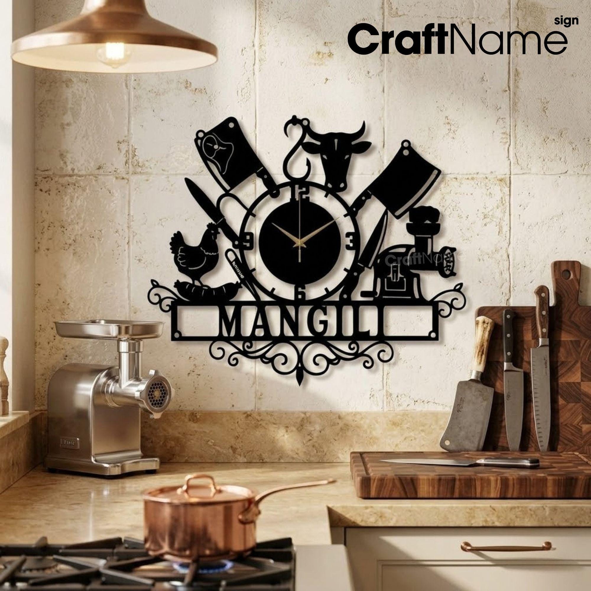 Buy Personalized Butcher Metal Wall Clock, Restaurant Wall Decor
