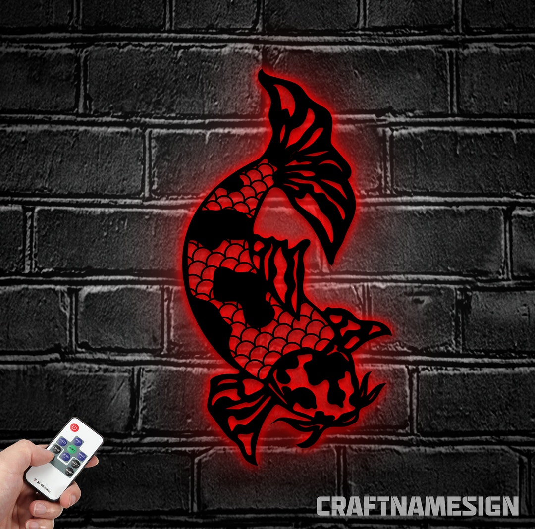 Koi Fish Metal Wall Decor, Unique Modern Decoration for Living Room