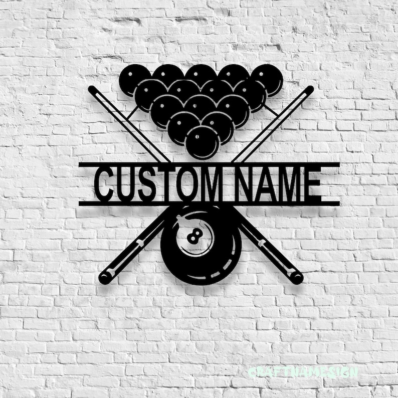 Custom Billiards Metal Wall Art With LED Light Personalized Etsy