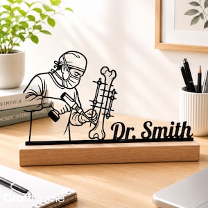 Orthopedic Surgeon Metal Name Plate for Doctor Desk Sign, Personalized Ortho Office Decor