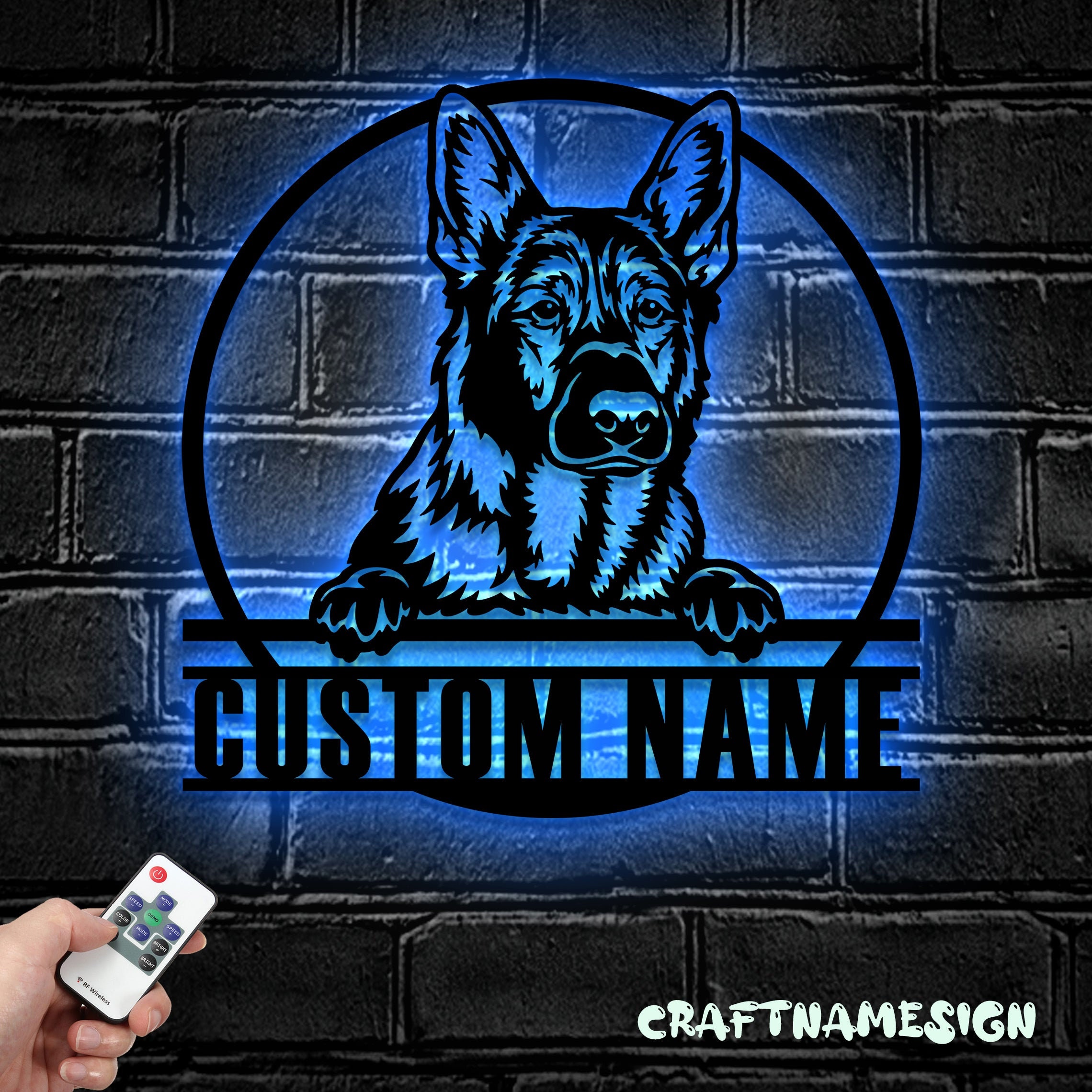Gsd Sign Custom GSD German Shepherd Metal Wall Art LED Light - Personalized Dog ...