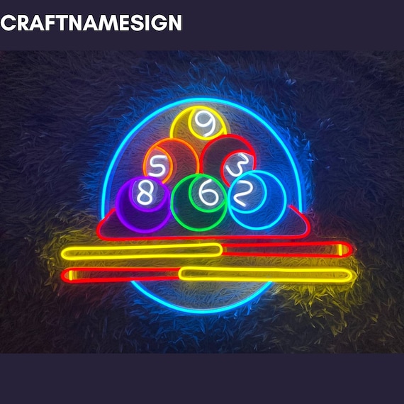 ビリヤード プールバー ネオンサイン 手作り 飾り イラストのみで製作