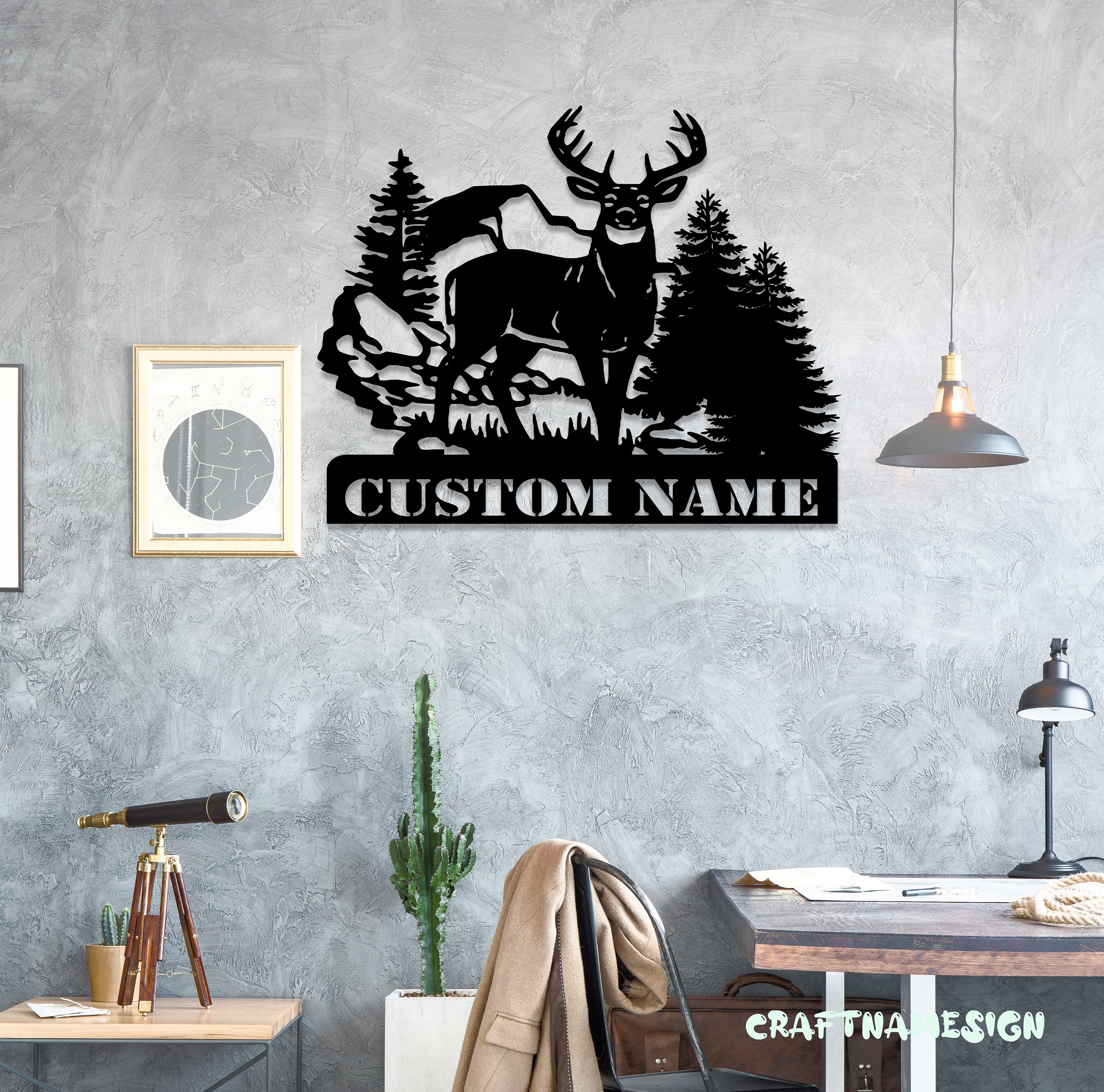 Custom Deer Hunting Metal Wall Art LED Light | Personalized Hunter Name ...