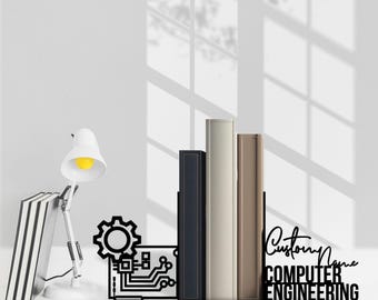 Personalisierte Buchstütze Computertechnik, Custom Engineer Name Buchstütze, Buchständer Black Metal, Book Nook Office Decor für Buchliebhaber