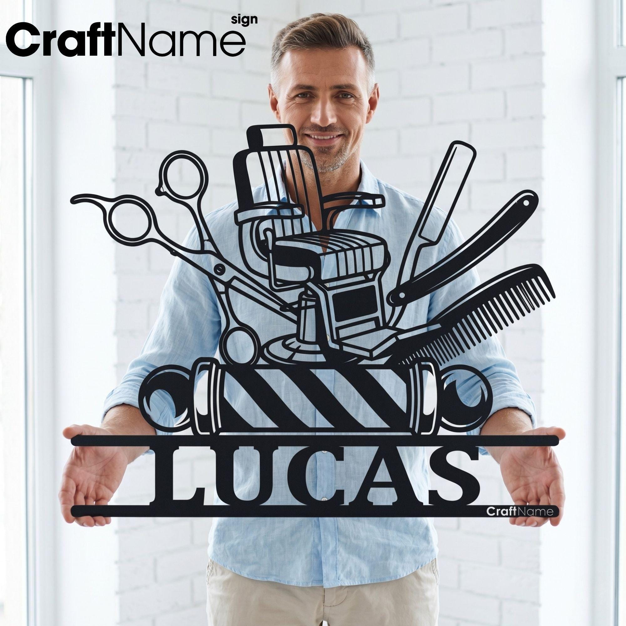 Personalized Barber Shop Metal LED Sign, Custom Hair Salon Wall Art ...