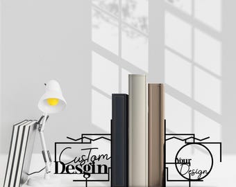 Custom Metal Bookend, Personalized Name Letter Logo Book Ends, Book Stand Metal Art, Book Nook Office Decor, Wedding Gift, Partner Gifts