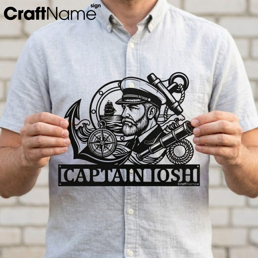 Personalized Captain Metal Wall Art, Custom Nautical Name Sign, Sailing ...