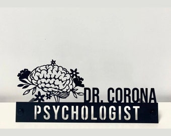 Custom Wooden Psychologist Desk Name Plate, Psychologist Metal Nameplate for desk, Desk Nameplate, Office Deco, Desk Name Plate New Job Gift