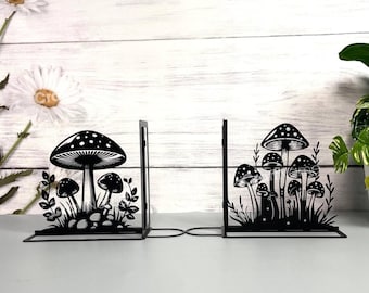 Sujetalibros de metal con diseño de jardín de setas personalizado, decoración de atril y regalo para amantes de la naturaleza, decoración de oficina con rincón de lectura para amantes de la lectura.