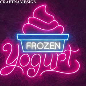 Frozen Yogurt Neon Light, Frozen Yogurt Neon Light, Custom Neon Led Sign, Coffee And Ice Cream Shop Decor, Yogurt Store Wall Art Led Light