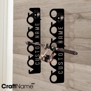 Custom Fishing Pole Holder, Wall Mount Rod Rack for Coastal Home, Nautical Fishing Decor, Garage or Dock Storage, Fisherman Gift