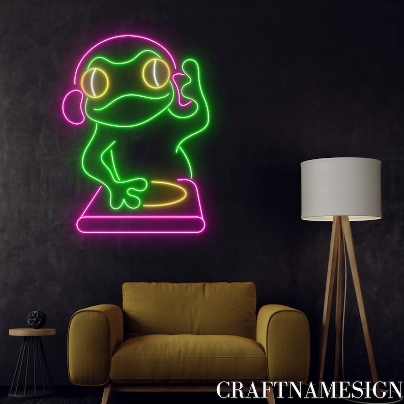 Led Frog Sign Frog DJ Neon Sign, Frog DJ Led Sign, Custom Neon Sign, Gifts for Kids ...