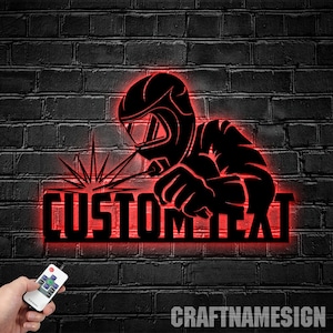 Custom Welding Metal Wall Art LED Light, Personalized Welder Name Sign Home Decor, Welder Sign, Welder Dad Gifts, Idea for Home Decor & Gift