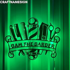 Custom Bam The Barber Metal Sign, Barber Shop Open Led Sign, Personalized Barber Shop Metal Sign, Funny Barber Shop Decor, Gift For Husband