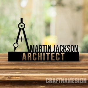 Custom Wooden Architect Desk Name Plate, Architecture Metal Nameplate for desk, Desk Nameplate, Office Decor, Desk Name Plate, New Job Gift Stainless Steel