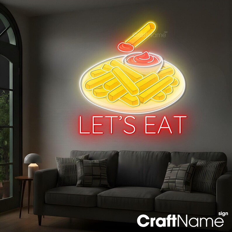 Small Fries Sign Hot Fries Neon Sign, LED Wall Light Decor for Fast Food Counter, Dining ...