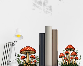 Sujetalibros metálico personalizado con diseño de seta, soporte para libros con forma de seta, regalo para amantes de la lectura, decoración de escritorio, soporte moderno para libros para quienes disfrutan leyendo.