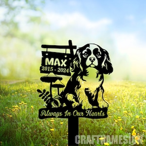 Custom Cavalier King Charles Spaniel Cemetery Stake, Dog Memorial Plaque with Stake, Grave Marker, Metal Yard Stake, Memorial Garden Stake