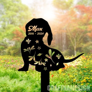Custom Dachshund Dog Memorial Stake, Personalized Dachshund Dog Garden Memorial, Pet Memorial Plaque, Cemetery Stake, Remembrance Gift