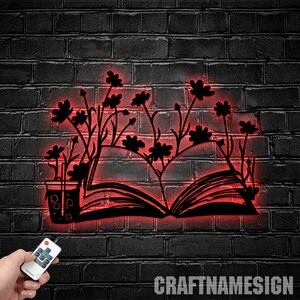 Floral Books Metal Sign,Bookshelf Sign,Custom Library Sign,Bookworm Sign,Book Club Decor,Reading Room Sign,Books Metal Wall Art