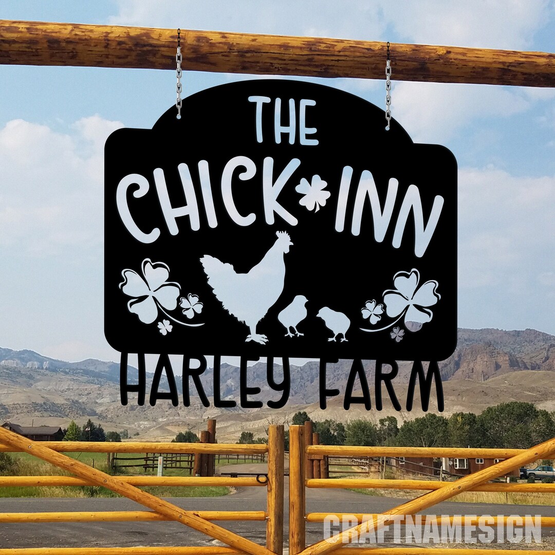 Chicken Yield Sign Personalized Outdoor Chicken Farm Metal Sign, Metal Name Sign Outdoor ...
