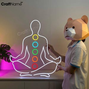 Chakra Healing Neon Led Lights, Chakra Meditation Led Sign for Yoga Club Wall Art Decor, Spiritual Healing Open Neon Wall Decor