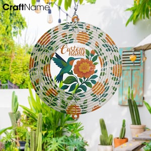 Custom Hummingbird Metal Wind Spinner for Outdoor Decor,  Hummingbird Wind Spinner Garden Hanging Sign, Gift For Hummingbird Lovers