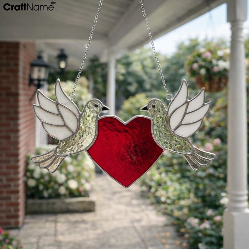 Peace Dove Love Stained Glass Window Hanging Romantic Decor - Etsy