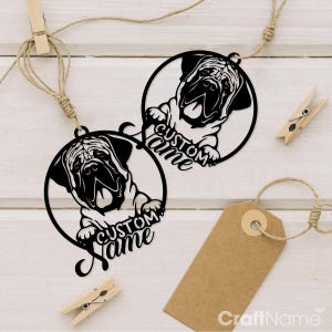 Personalized English Mastiff Dog Ornament Metal Wall Art, Ornament For Christmas Decor, Custom Dog Lover Name Sign, Ornament Wall Hangings