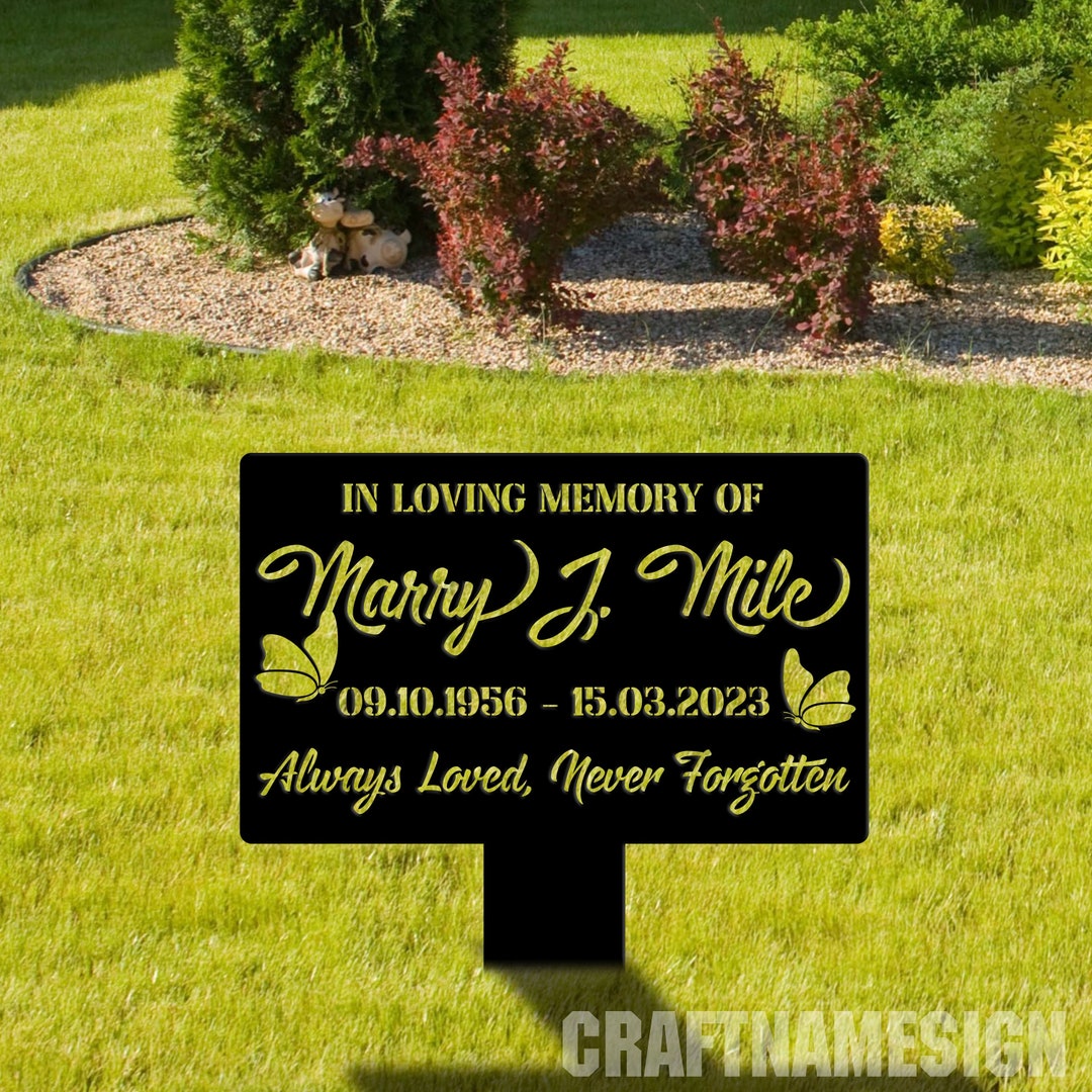 Personalized Memorial Butterfly Stake Metal - Metal Sign Gift Idea For Family Members