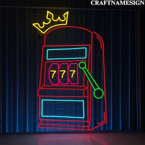 777 Slot Machine Neon Sign For Casino Room Decor, Custom Neon Sign, Casino Bar Lounge Decor, Gambling Room Light, Jackpot Casino Wall Decor