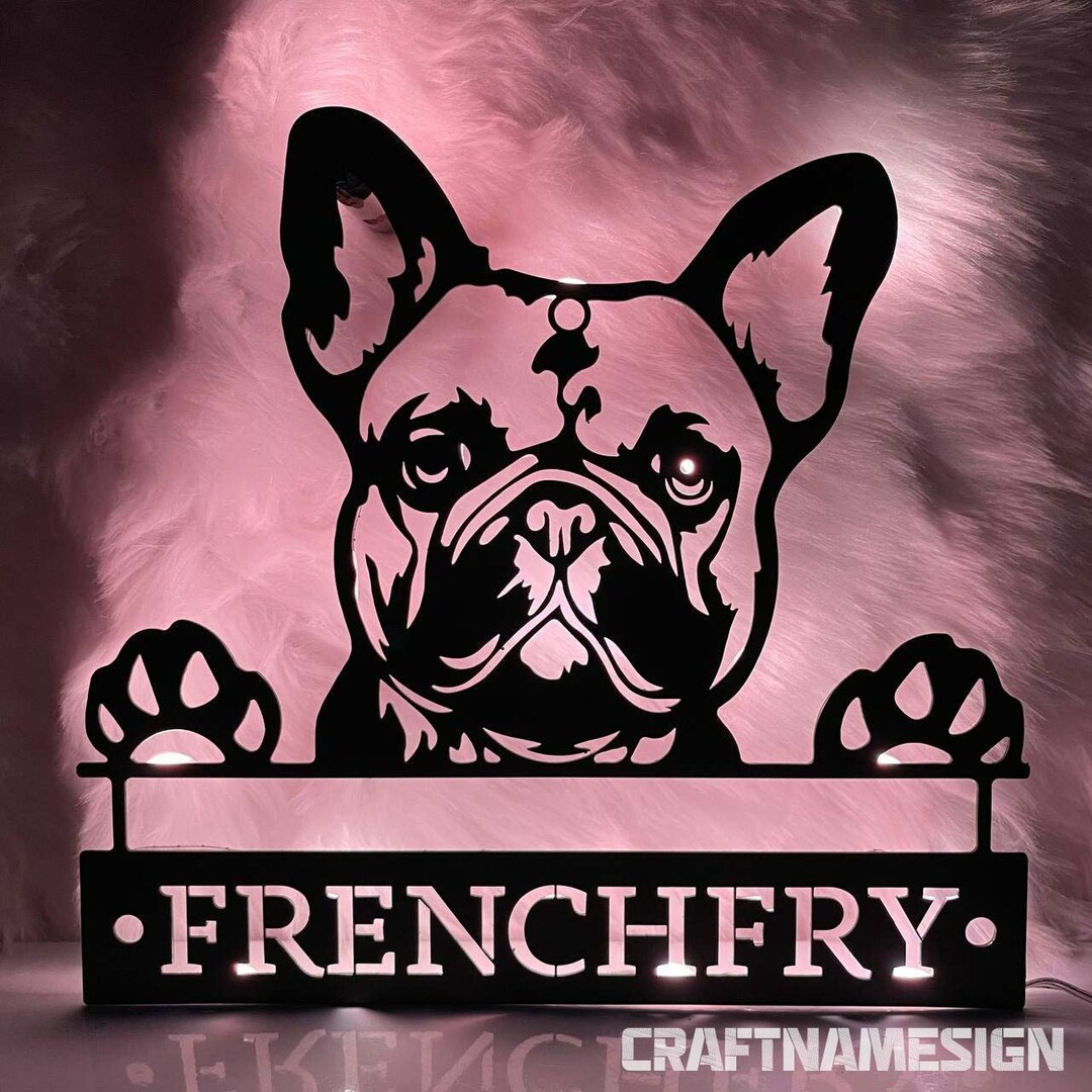 Personalized French Bulldog Metal Wall Art LED Light Custom Etsy