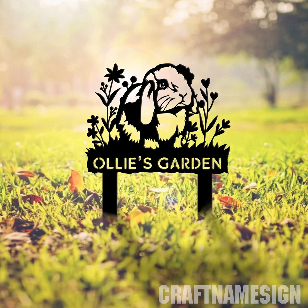 Customized Rabbit Outdoor Garden Stake Metal Sign, Backyard Rabbit ...