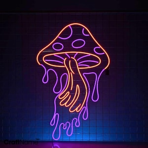 Melting Mushroom Neon Sign, Mushroom Garden Led Sign, Custom Neon Led Lights, Mushroom Shop Wall Art Led Light, Vegetable Store Wall Decor