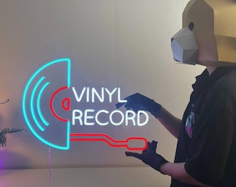 Vinyl Record Neon Sign, Retro Music LED Light, Custom Neon Sign for Music Room or Studio, Vintage Record Decor, Gift for Music Lovers