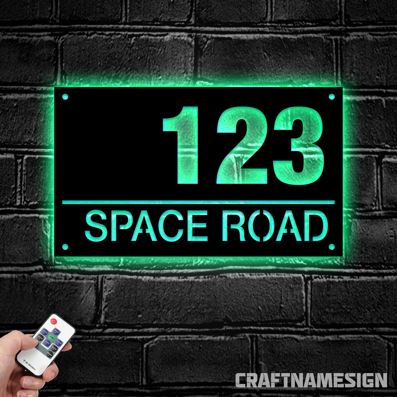 House Number Metal Wall Art LED Light - Personalized Address Sign Home ...