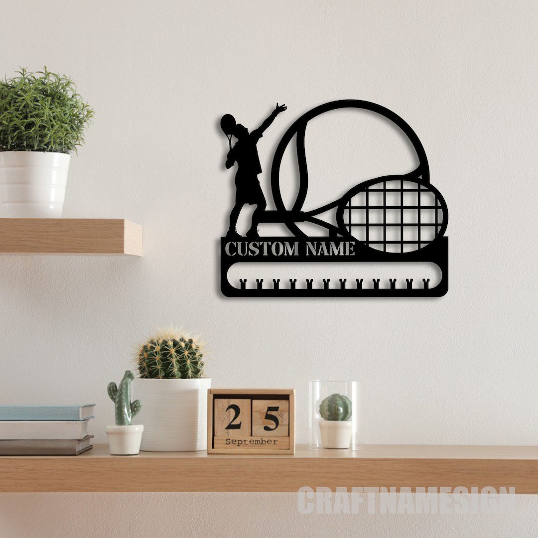 Custom Metal Tennis Medal Hanger Wall Art Led Light, Tennis Player ...