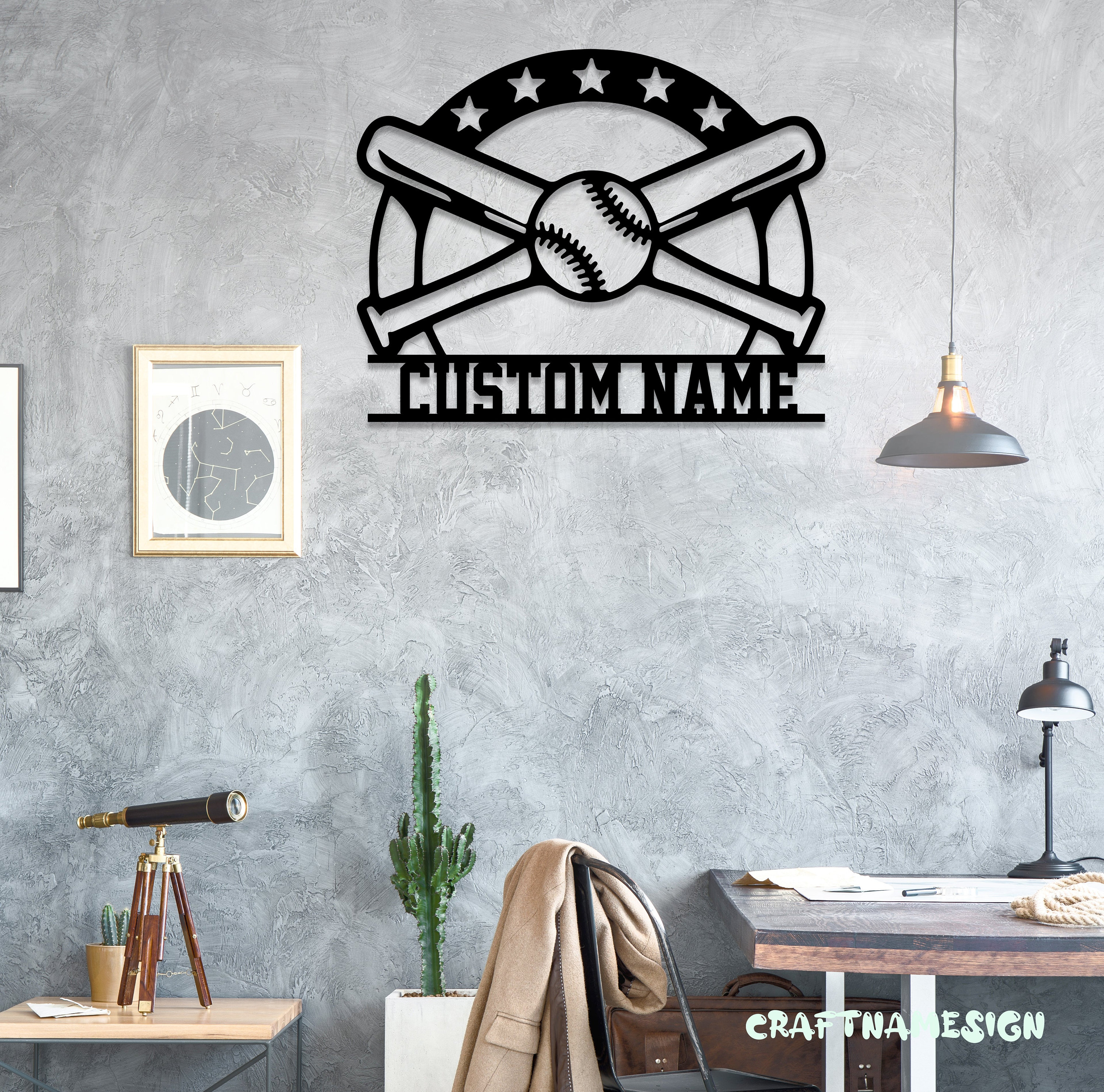 Custom Baseball Bat Metal Wall Art LED Light - Personalized Ball ...