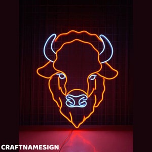 Bull Head Neon Sign, Texas Bull Bar Pub Neon Sign, Custom Neon Sign, Man Cave Decor, Bedroom Wall Art, Bull Lover Gift, Rodeo Bull Decor