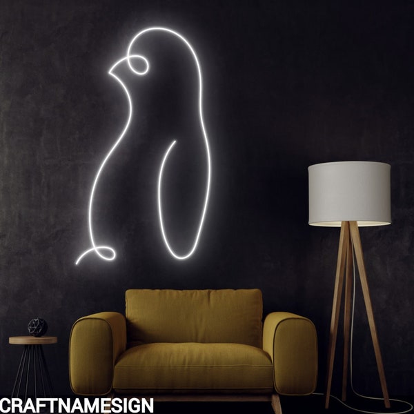 Penguin Neon Sign, Penguin Minimalist Led Sign, Custom Neon Sign, Penguin Lover Gift, Penguin Wall Art Led Light, Bedroom Decor, Kid Gifts