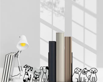 Sujetalibros metálicos personalizados con perros divertidos, soporte para libros con forma de perro para decorar estanterías, letrero metálico personalizado para sujetalibros, decoración para rincones de lectura.