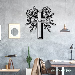 Blessed Cross Metal Wall Art LED Light - Christ Sign Home Decor - Ideal ...