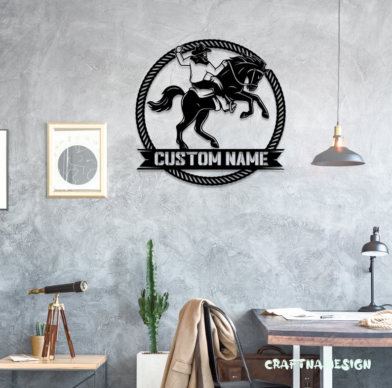 Custom Western Cowboy Roping Metal Wall Art LED Light - Personalized ...