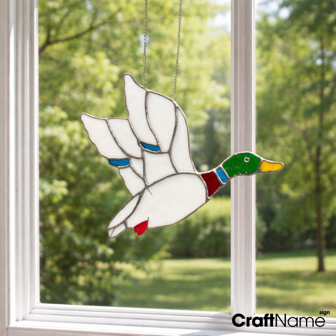Mallard Duck Stained Glass Window Suncatcher for Wildlife Art Lover - Etsy