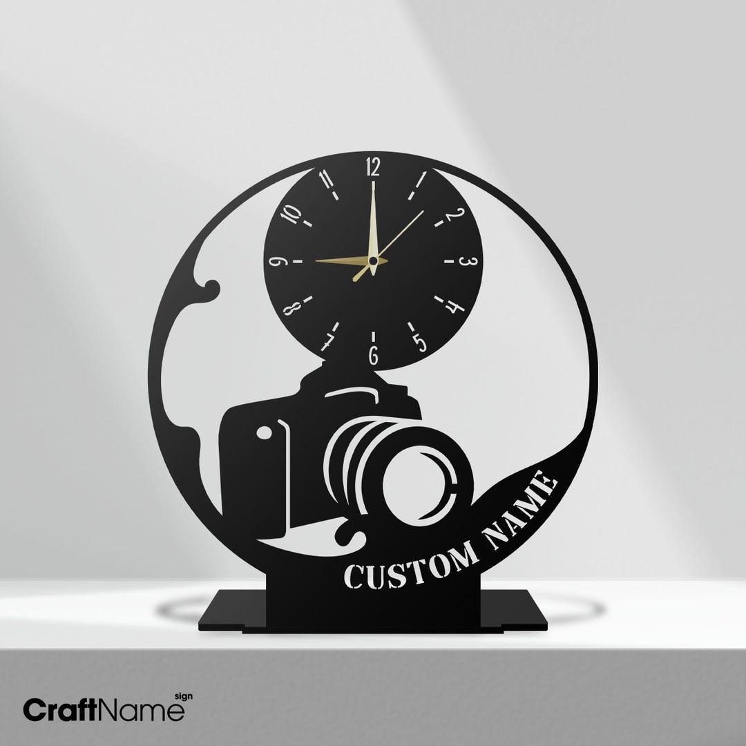 Custom Photographer Metal Clock for Desk Sign, Personalized Photography ...