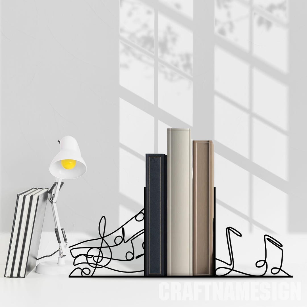 Custom Bookend Musical Note Metal Office Sign, Personalized Name Book ...