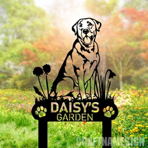 Custom Golden Labrador Dog Metal Garden Stake, Personalized Pet Grave Marker Name Sign, Remembrance Stake Decor, Dog Loss Gift