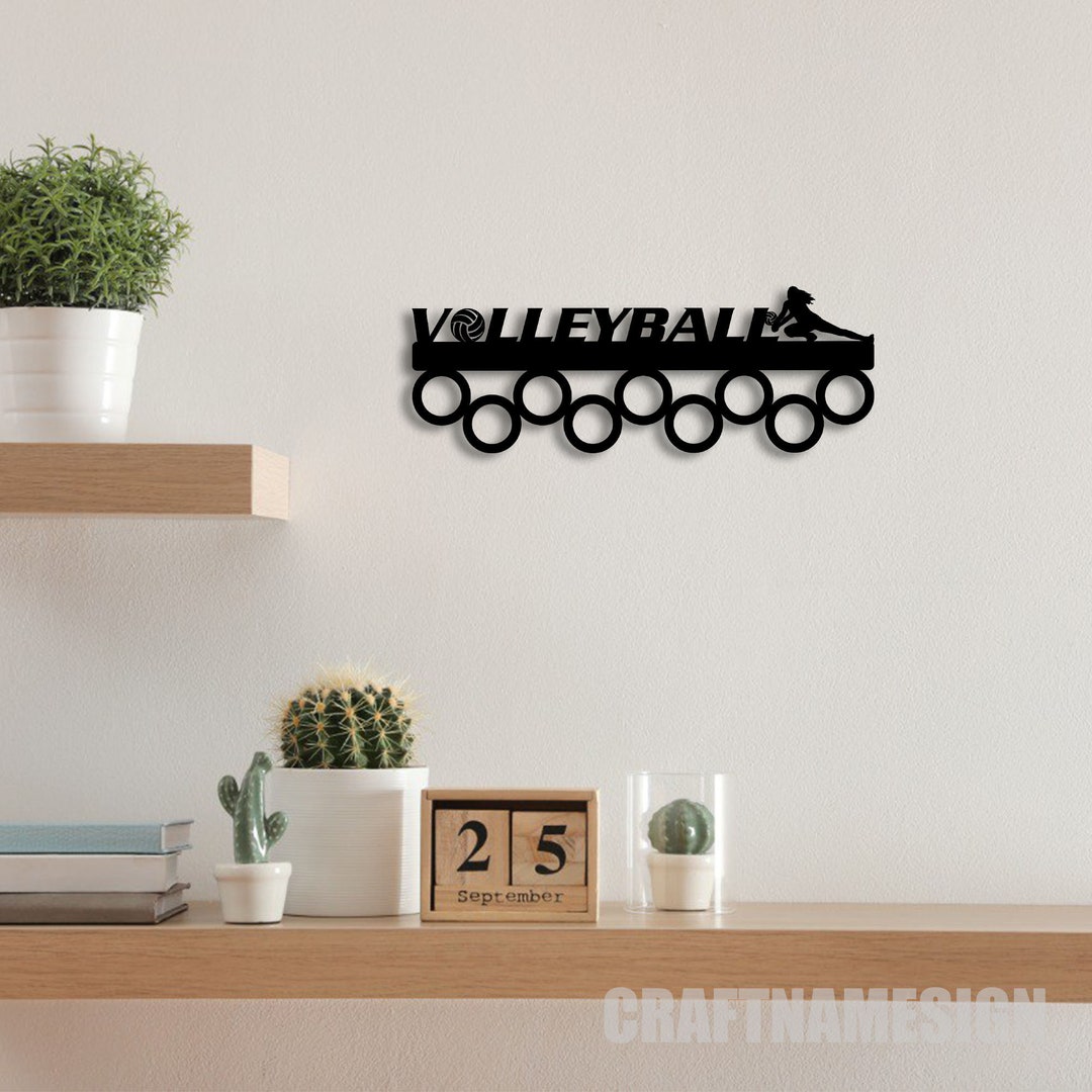 Metal Volleyball Medal Hanger Wall Art Led Light, Volleyball Sport