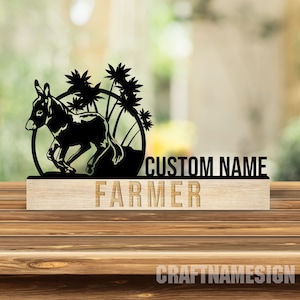 Plaque signalétique en bois personnalisée pour bureau de ferme d'ânes, Plaque signalétique en métal pour ânes, berger, Plaque signalétique de bureau, Décoration de bureau, Plaque signalétique de bureau, Cadeaux pour un nouvel emploi
