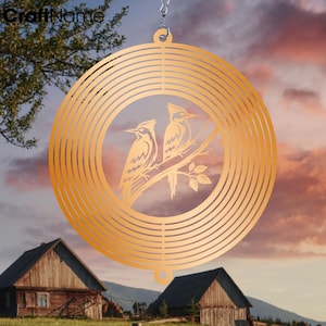 Woodpecker Copper Wind Spinner for Outdoor Garden Decor, Bird Hanging Windspinner Metal Yard Art, Gift for Dad and Grandpa